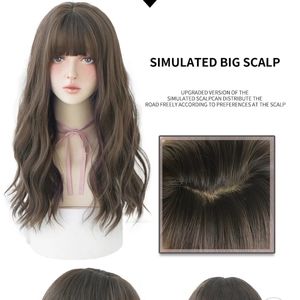 Dark brown wig with bangs